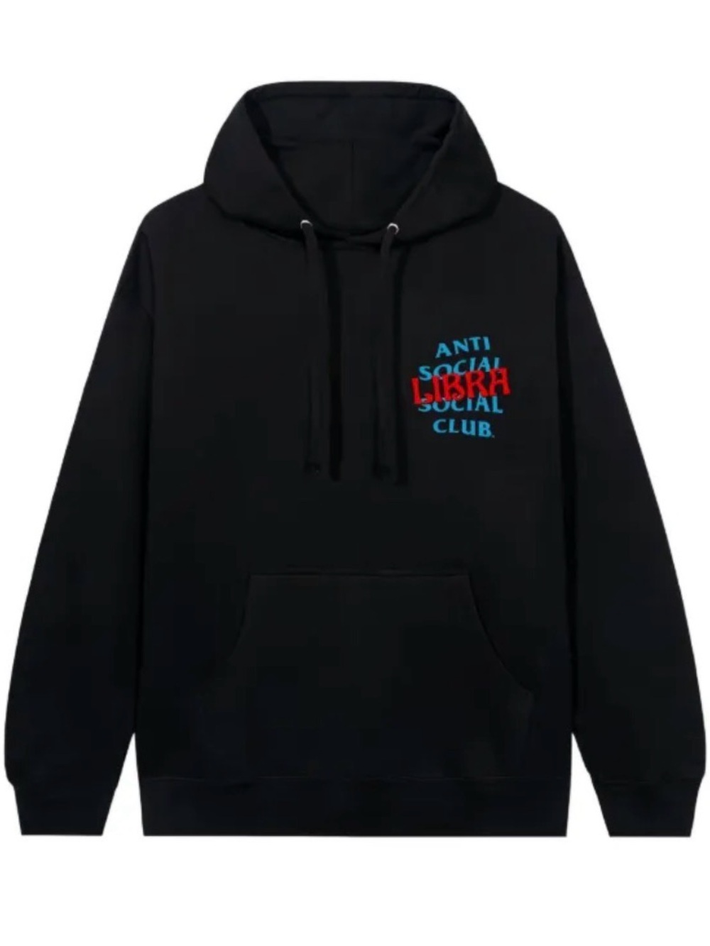 Anti Social Social Club Black Hoodie with Blue and Red Chest Graphic